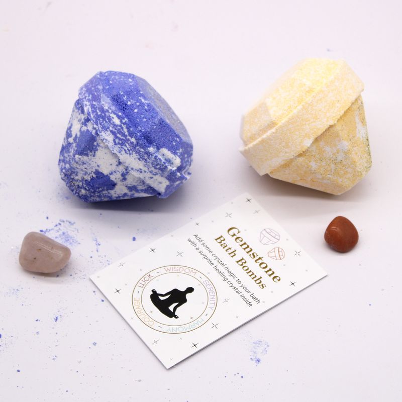 White & Purple Gemstone Bath Bomb - White Label