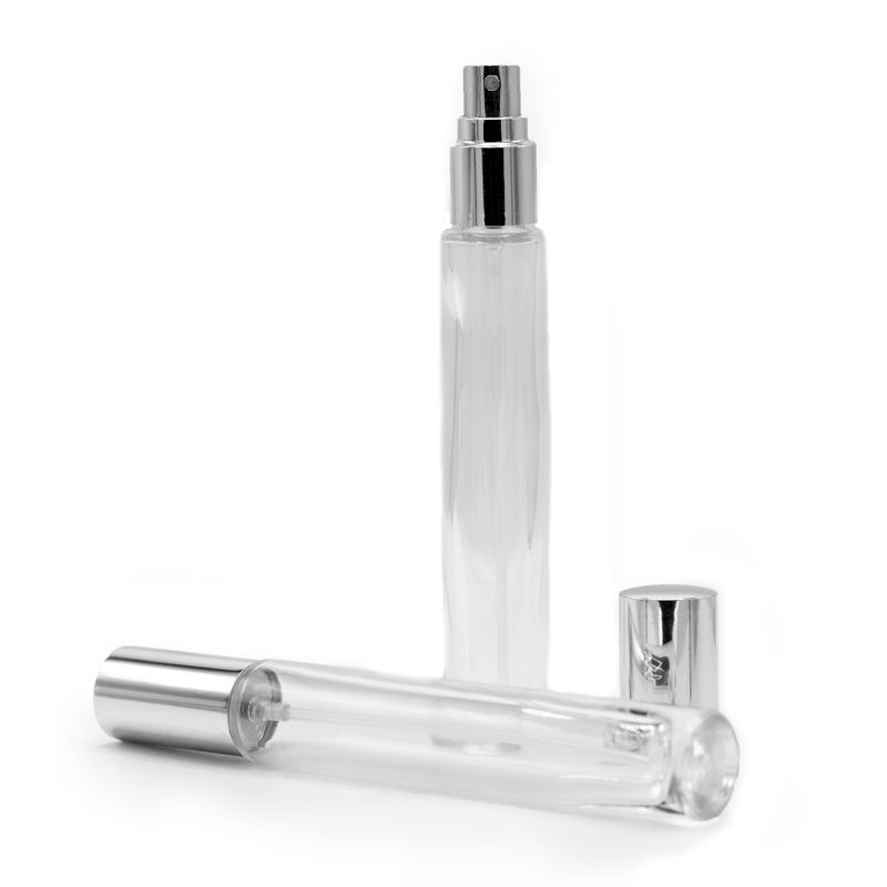 10ml Round Tall Slim Bottle, Silver Spray and Cap