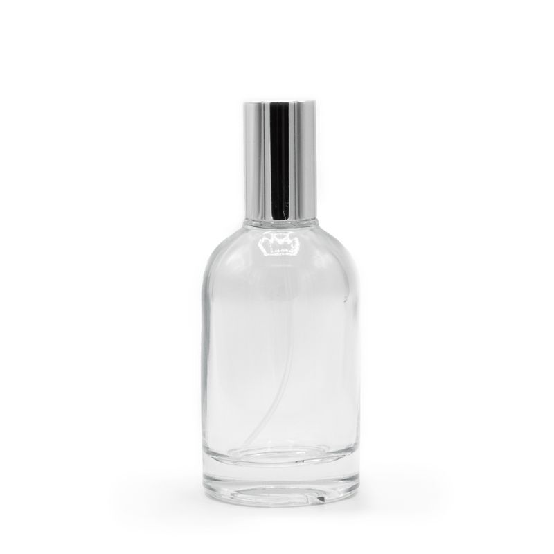 50ml Round Chunky Bottle, Silver Spray and Cap