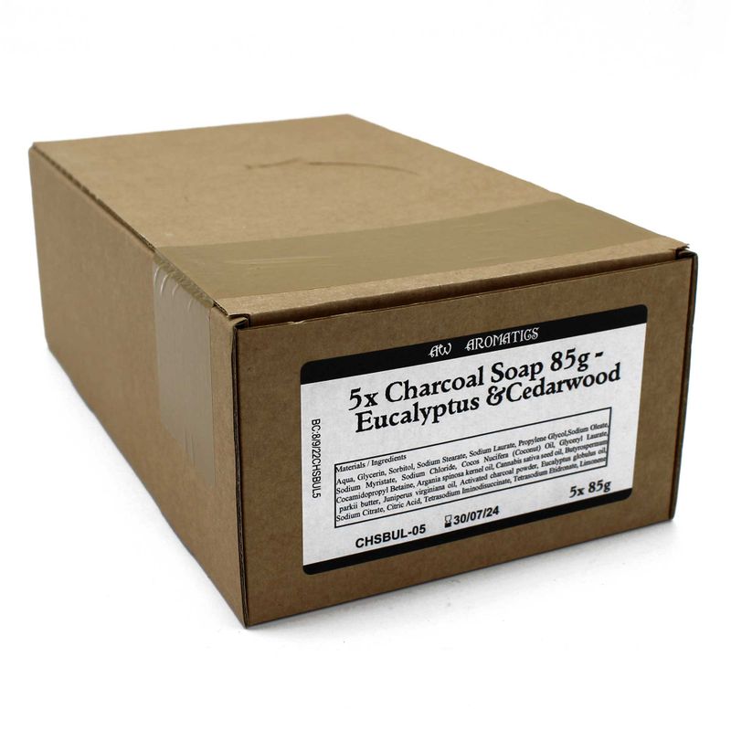 Charcoal Soap 85g - Eucalyptus & Cedarwood - White Label