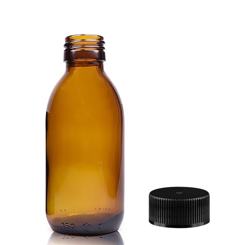 150ml Amber Glass Medicine Bottle - Plastic Cap