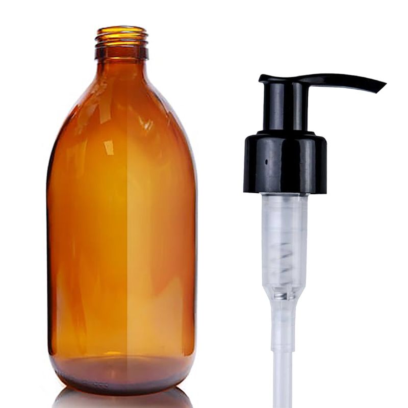 500ml Amber Glass Medicine Bottle  - Lotion Pump