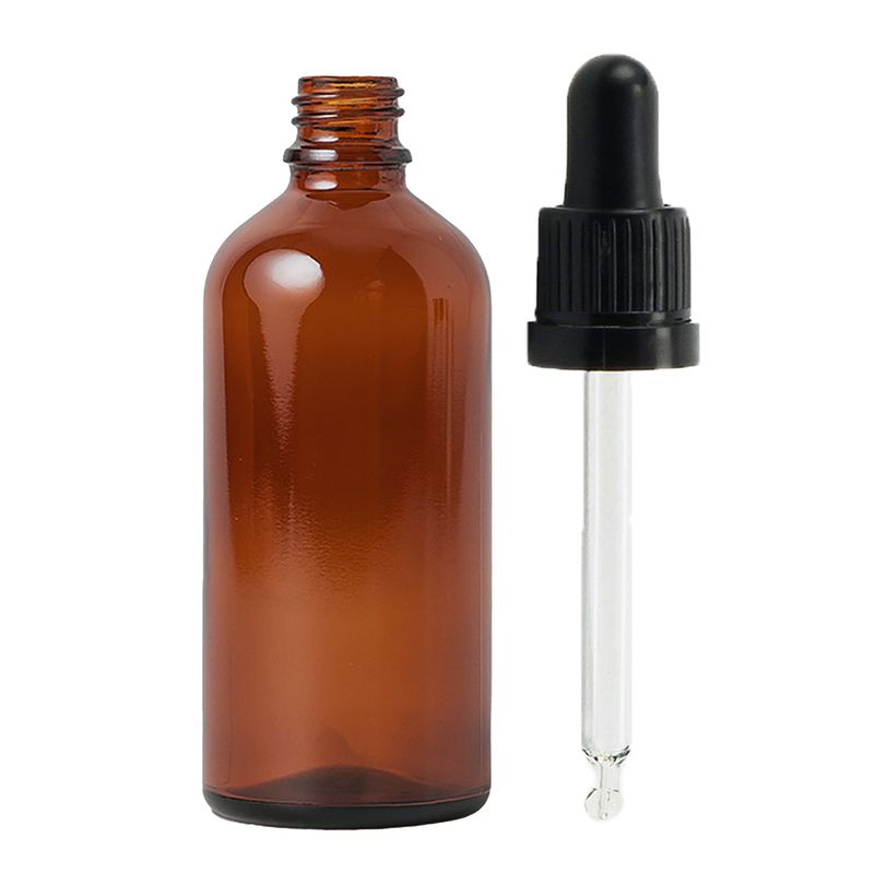 100ml Amber Glass Dropper Bottle with Black Pipette