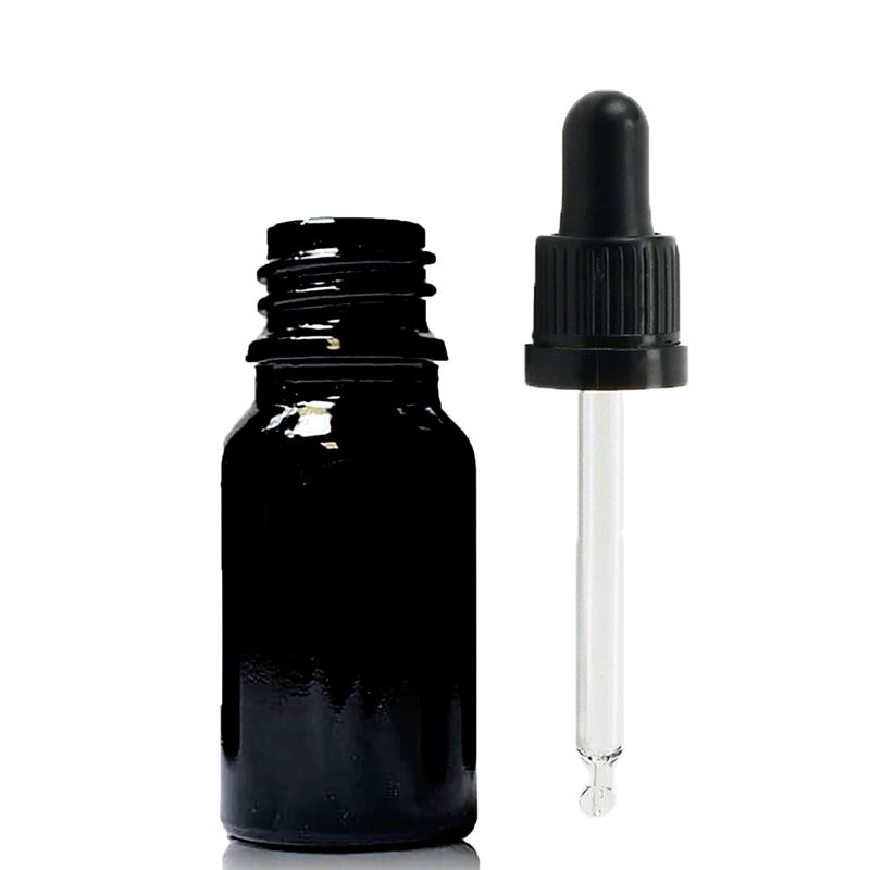 10ml Black Glass Dropper Bottle  with Black Pipette