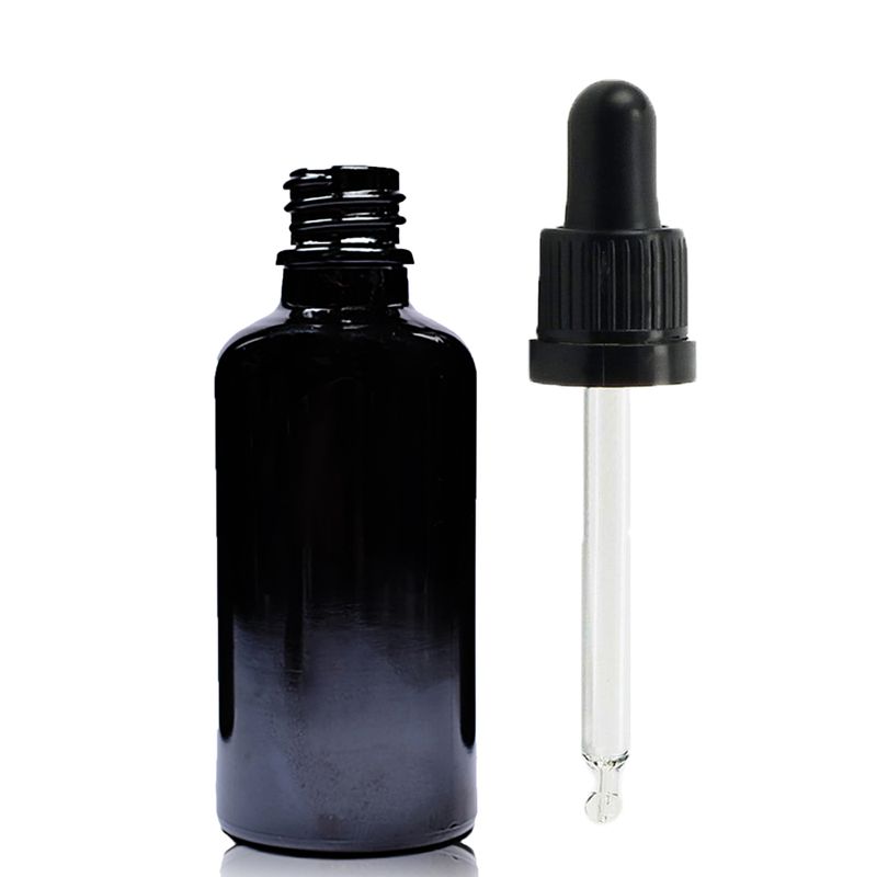30ml Black Glass Dropper Bottle  with Black Pipette
