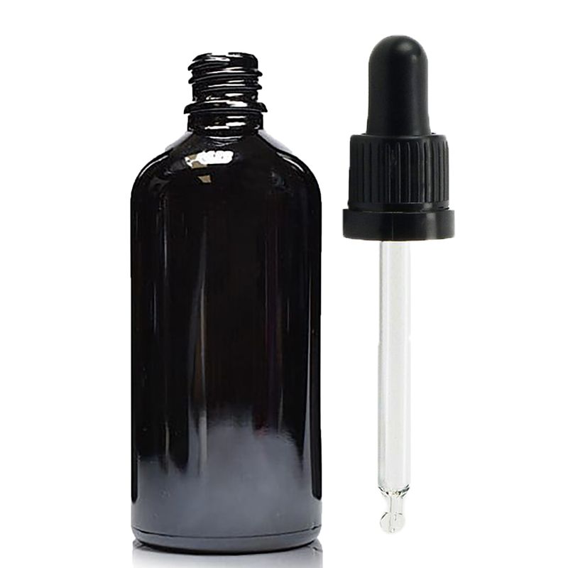 100ml Black Glass Dropper Bottle