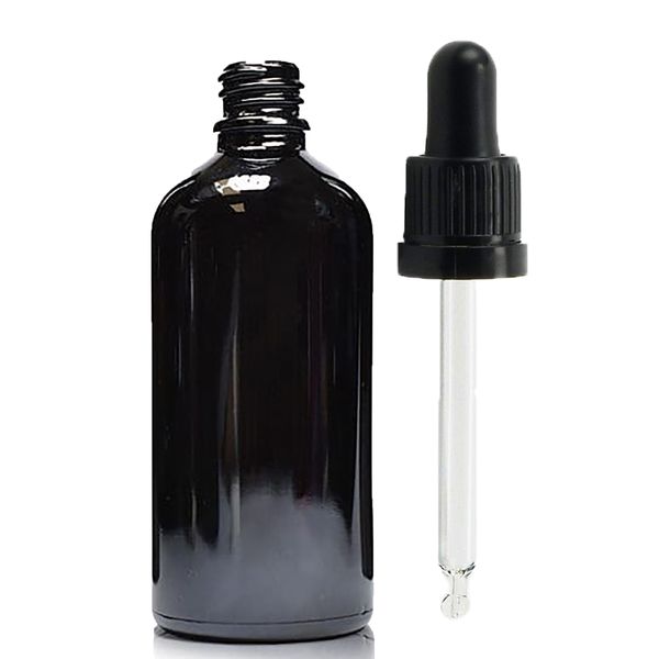 100ml Black Glass Dropper Bottle