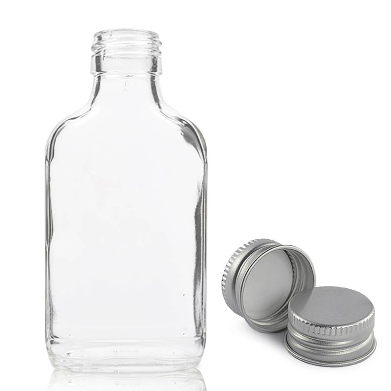 350ml Clear Glass Flask Bottle + Aluminium Cap