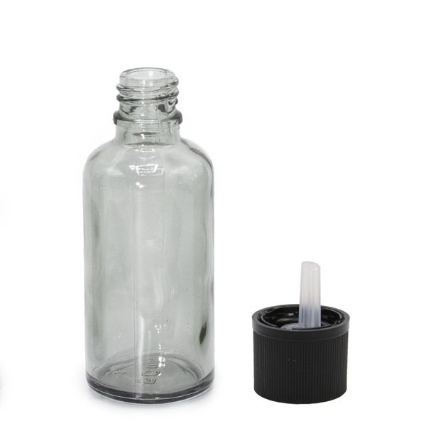 50ml Smoke Grey Glass Dropper Bottle with Child Resistant Dropper Cap