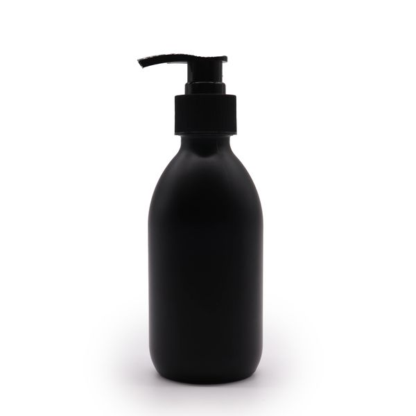 200ml Black Glass Bottle with Pump