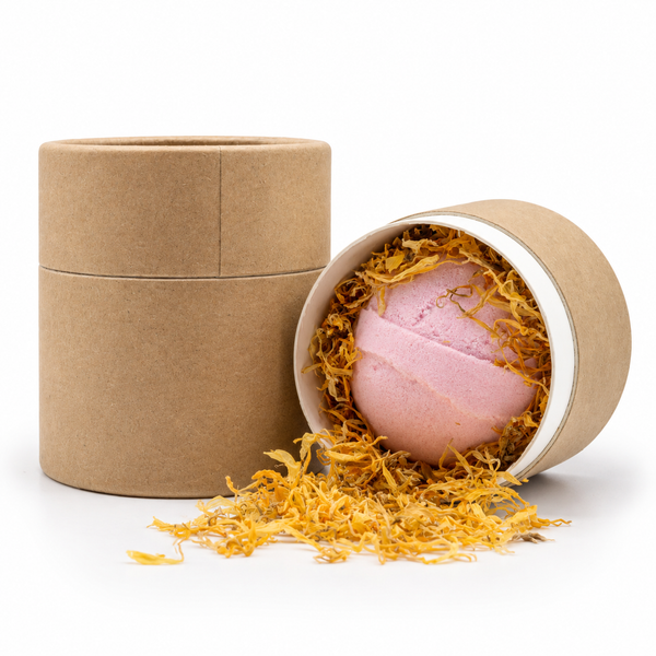 White Label Aromatherapy Set with Bath Bomb, Himalayan Bath Salt and Flowers