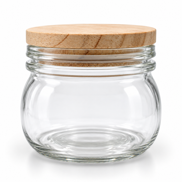 Glass Jar with Wood Lid