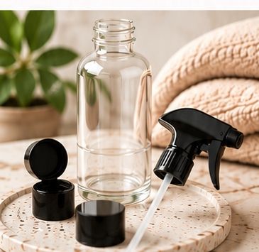 Bottle, caps and spray trigger packaging