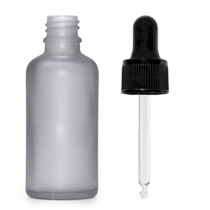 100ml Frosted Grey Glass Dropper Bottle with Black Pipette