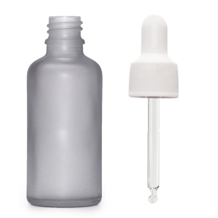 100ml Frosted Grey Glass Dropper Bottle with White Pipette