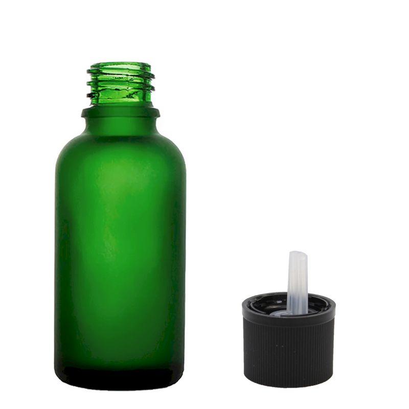 50ml Frosted Green Glass Dropper Bottle with Child Resistant Dropper Cap