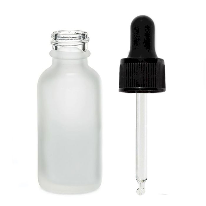 50ml Frosted White Glass Dropper Bottle with Black Pipette