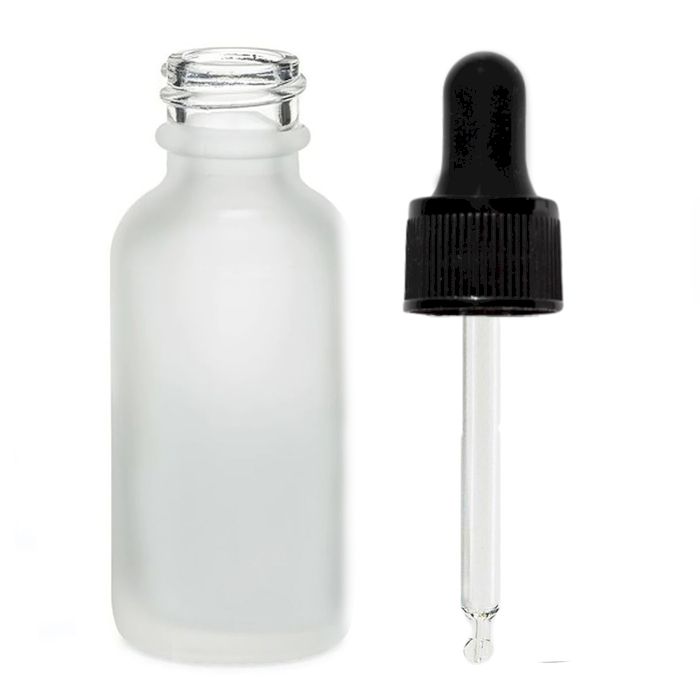 100ml Frosted White Glass Dropper Bottle with Black Pipette