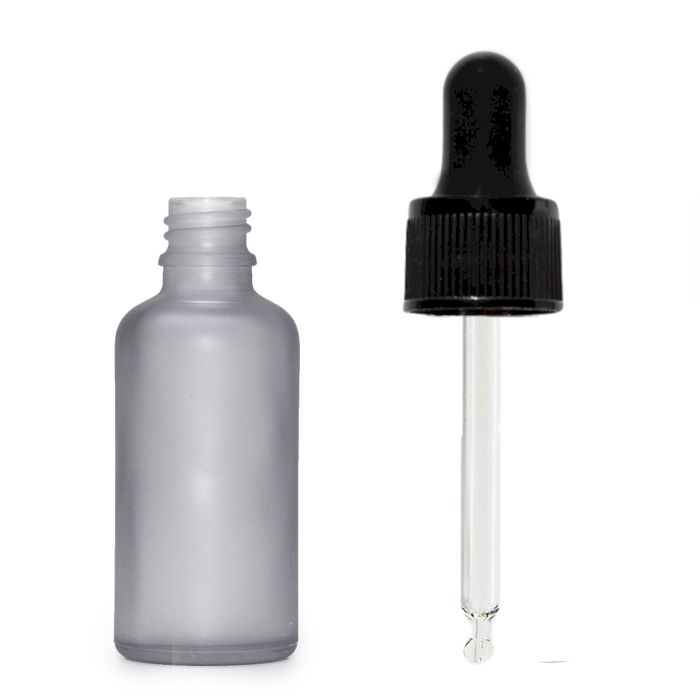 10ml Frosted Grey Glass Dropper Bottle with Black Pipette