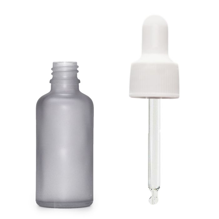 10ml Frosted Grey Glass Dropper Bottle with White Pipette