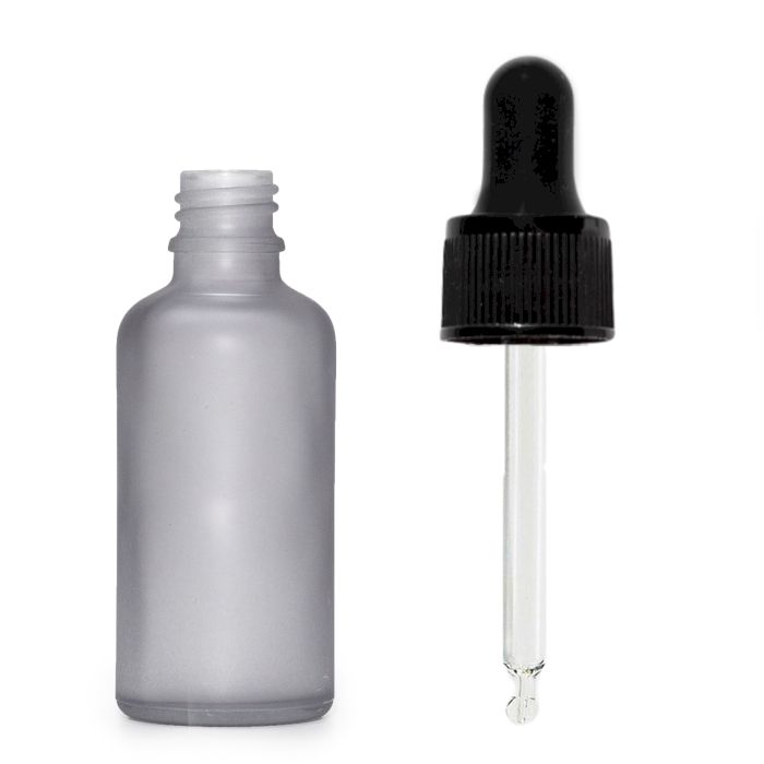 30ml Frosted Grey Glass Dropper Bottle with Black Pipette