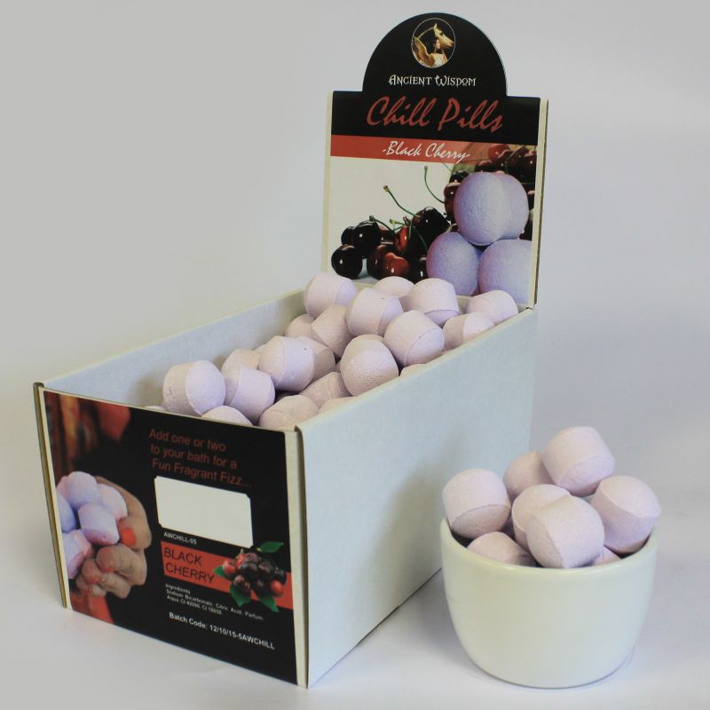 1.3Kg Box of Black Cherry Chill Pills - White Label