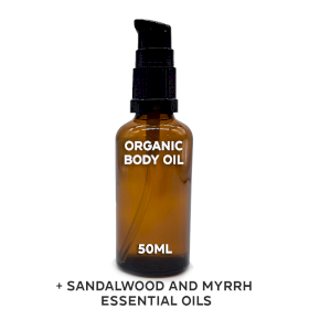 10x Organic Body Oil 50ml - Sandalwood & Myrrh - White Label