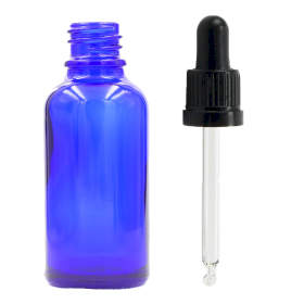 70x 100ml Blue Glass Dropper Bottle with Black Pipette