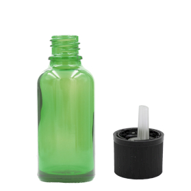 88x 50ml Green Glass Dropper Bottle  with Child Resistant Dropper Cap