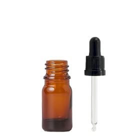 255x 5ml Amber Glass Dropper Bottle with Black Pipette