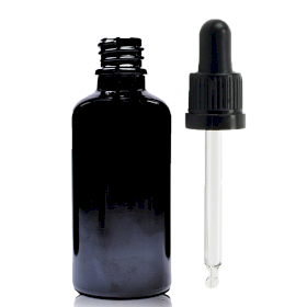 88x 50ml Black Glass Dropper Bottle  with Black Pipette