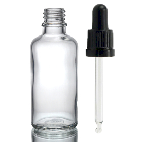 88x 50ml Clear Glass Dropper Bottle  with Clear Pipette