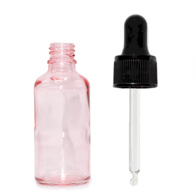 330x 30ml Rose Pink Glass Dropper Bottle with Black Pipette