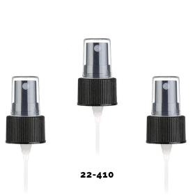 50x Spray Cap Amber Boston Bottle (for 120ml) - Black Plastic 22-410
