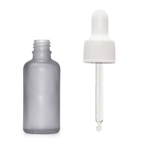 160x 10ml Frosted Grey Glass Dropper Bottle with White Pipette
