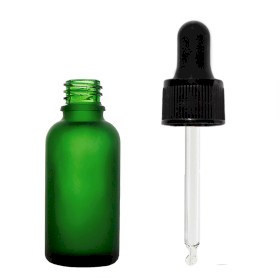 192x 10ml Frosted Green Glass Dropper Bottle with Black Pipette