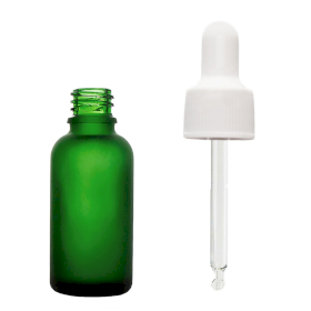 192x 10ml Frosted Green Glass Dropper Bottle with White Pipette
