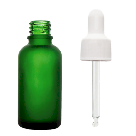 88x 50ml Frosted Green Glass Dropper Bottle with White Pipette