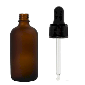 88x 50ml Frosted Amber Glass Dropper Bottle with Black Pipette