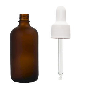 88x 50ml Frosted Amber Glass Dropper Bottle with White Pipette