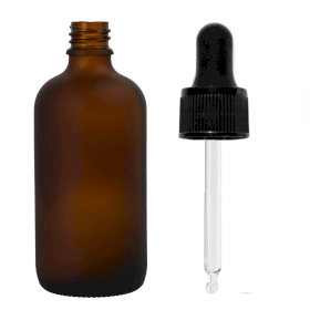 70x 100ml Frosted Amber Glass Dropper Bottle with Black Pipette