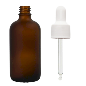 70x 100ml Frosted Amber Glass Dropper Bottle with White Pipette