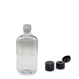 10x 250ml Clear Plastic Boston Bottlewith Flip Top Cap 28mm