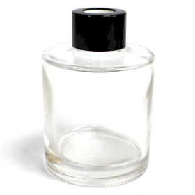 6x 120g Round Glass Diffuser Bottle & Black Cap