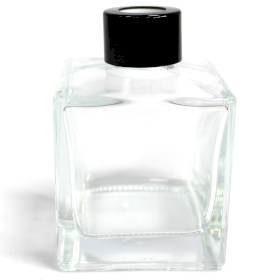 6x 200ml Square Reed Diffuser Bottle & Black Cap
